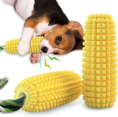 H&H Pets Interactive Corn Chew Toy for Dogs – Durable Squeaky Interactive Toy, Aggressive Chewers, Puppy & Adult Dog Teeth Cleaner, Medium Breeds