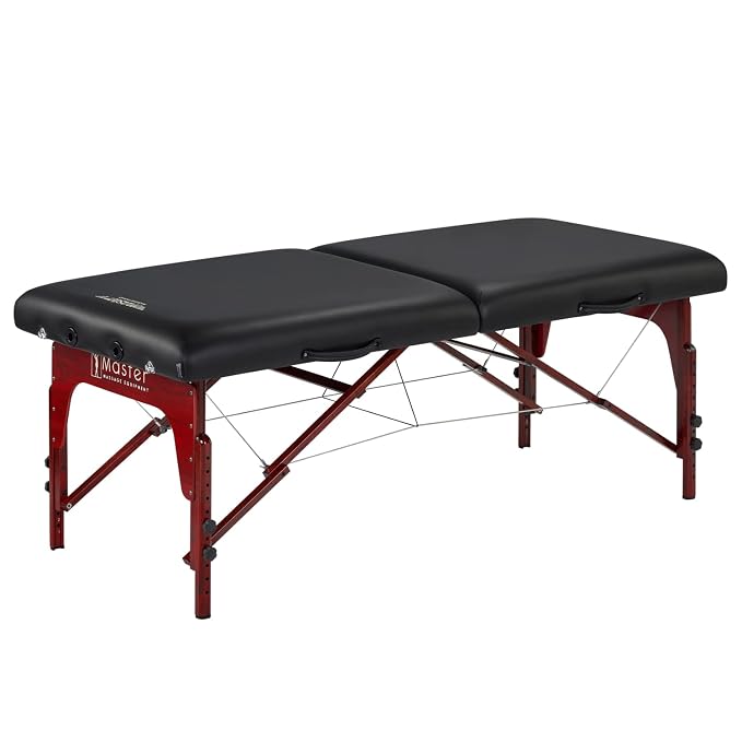 Master Massage 31" Extra Wide Montclair Pro Memory Foam Portable Massage Table Package in Black with Reiki and Ambient Lighting System