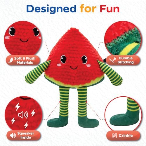 Bow Wow Pet Squeaky Plush Dog Toy with Crinkle, Soft Durable Stuffed Dog Toy for Small & Medium Dogs, Interactive Fetch, Tug & Chew Toy, Engaging Pet Toy for Play, Enrichment & Comfort
