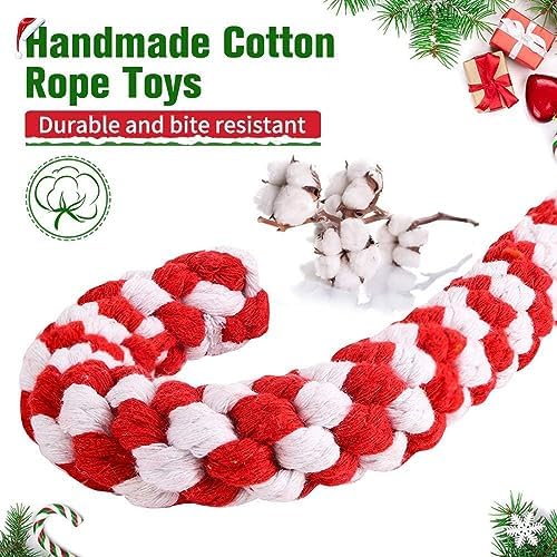 SCENEREAL Christmas Dog Toys, Durable Crutch Bone Rope Toys 4 Pack, Bite Resistant Chew Toy for Teething Cleaning, Xmas Element Rope Toy for Puppy Small Medium Large Dogs