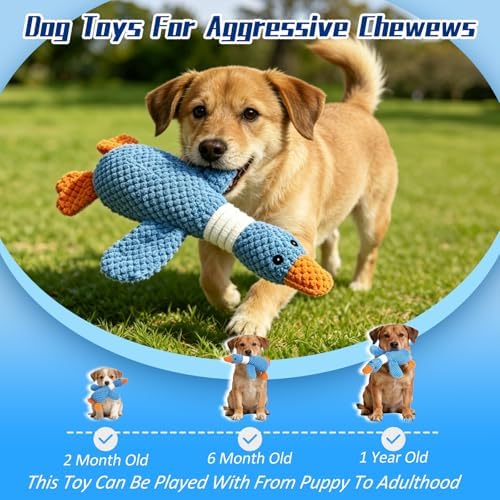 2-Pack Goose-Shaped Squeaky Dog Toys: Plush chew Toys with crinkly Wings, Suitable for Dogs Interactive Teething Toys for Puppies.