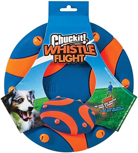 Chuckit! Whistle Flight Fetch Toy, Orange/Blue, for Medium to Large Dogs