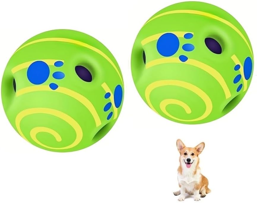 Wobble Giggle Ball for Dogs Durable Interactive Dog Toys for Small Medium Large Dogs (Green/Yellow, L/4.33 inch)