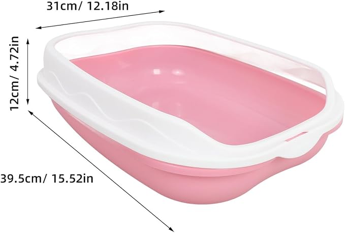 OUNONA Semi-Closed Cat Litter Box Anti-Splash Durable Pan with Open Top and Pee Shield for Small Cats and Kittens Indoor Housebreaking