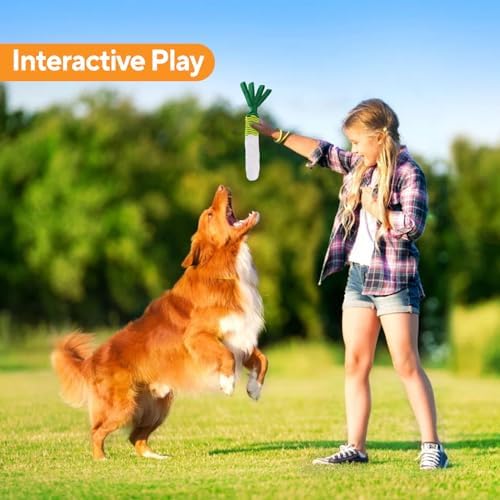 LIFLIX Dog Rope Toy, Tug of War Dog Toy, Cute Carrot Dog Toy with Crinkle Paper Tags, Radish