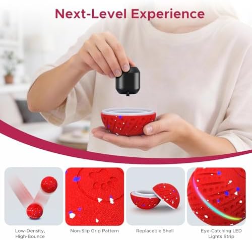 Dog Toys for Small Medium Dog to Keep Them Busy, Smart Interactive Dog Toys, Automatic Moving Bouncy Dog Balls 3-Modes with Lights, Motion Activated Rolling Dog Balls, Mental Stimulation, E-TPU Red