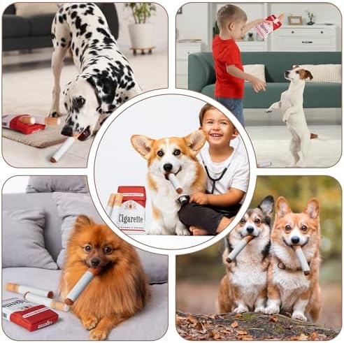 Doggy Cigs Funny Dog Toys - Squeaky Hide and Seek Treat Hiding Burrow Toy for Small Medium Breed, Stimulating Entertainment Enrichment Activity