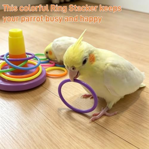 DRESSO Bird Toys for Conures, 4 Pcs Parrot Training Toys Set, Interactive Toys for Birds