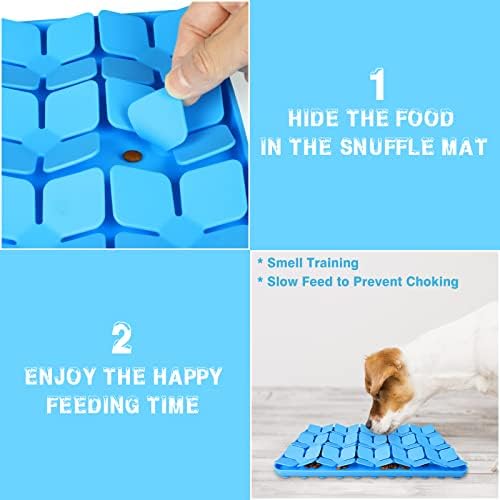 Snuffle Mat for Dogs,Premium Silicone Dog Food Mat 8“x13”Interactive Feed Game for Boredom,Encourages Natural Foraging Skills and Stress Relief for Medium Pets Smell Training Slow Feed Mat B