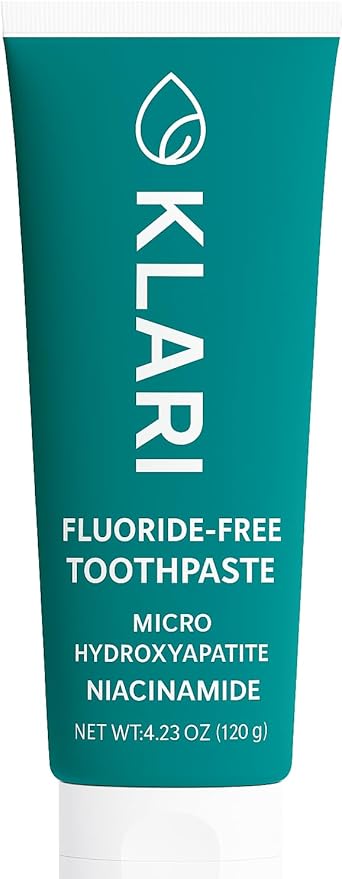 KLARI Fluoride-Free Toothpaste with 7.5% Micro-Hydroxyapatite & 1% Niacinamide | Clean Mint | Gentle for Sensitive Teeth | SLS-Free, Paraben-Free | 4.23 oz