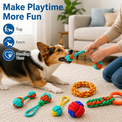 Aitmexcn Dog Rope Toys, 6 Pack Cotton Puppy Teething and Chew Toys