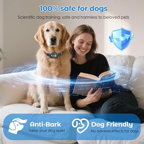 Bark Collar for Small Medium Large Dogs, Rechargeable Smart Dog Bark Collar, Anti Barking Training Collar with 5 Adjustable Sensitivity,Bark Shock Collar with Beep Vibration (Silver)