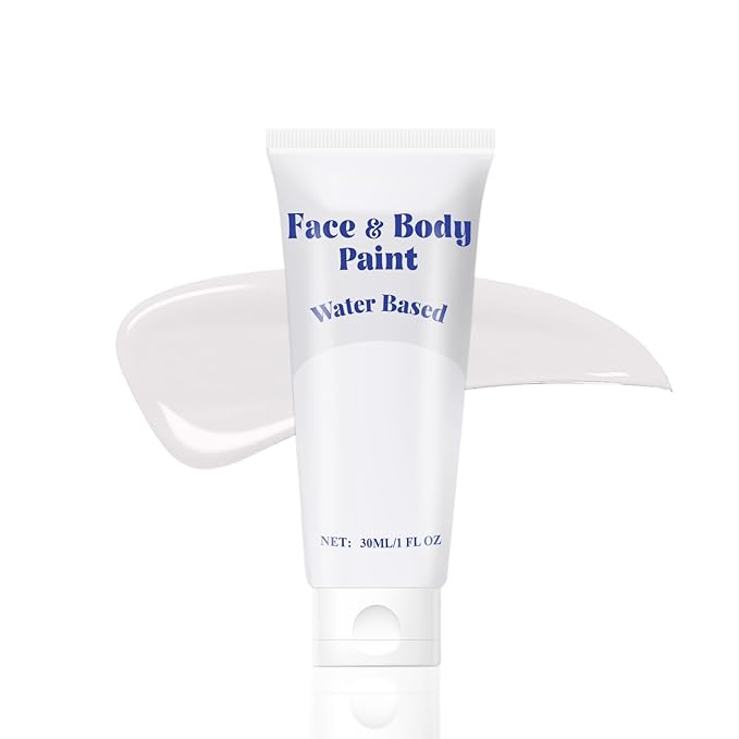 White Face Body Paint, Water Based Cream White Body Painting For Art Theater Halloween Party Cosplay Clown Skull Joker Zombie Vampire Skeleton Goth SFX Makeup for Women Adults