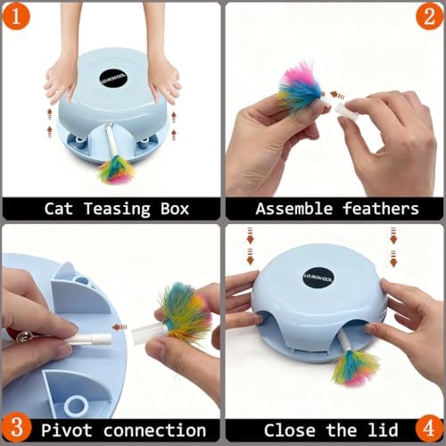 Interactive Whack-a-Mole Cat Toy — Automatic Mushroom Feather Pop-Up Play Toy for Cats, Cognitive Stimulation & Exercise, Durable Pet Entertaining Game (Blue)