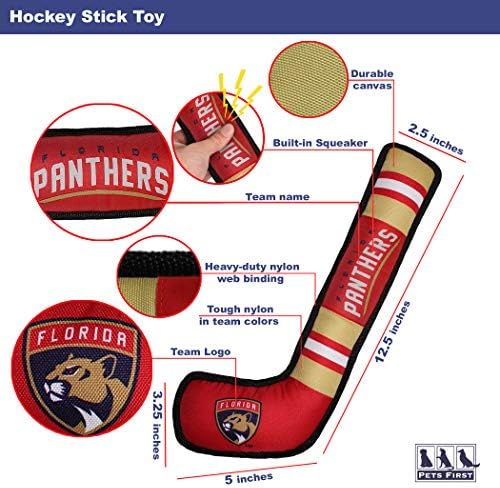 NHL Florida Panthers Stick Toy for Dogs & Cats. Play Hockey with Your Pet with This Licensed Dog Tough Toy Reward!
