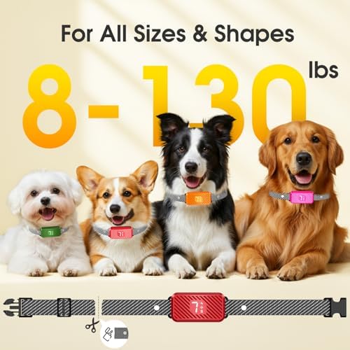 Dog Bark Collar for Large Medium Small Dogs, Effective No-Bark Collar, Smart Barking Collar, Rechargeable Bark Collar with 7 Sensitivity, 3 Modes, Waterproof, Red