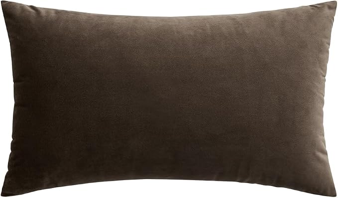 MIULEE 12x20 Inch Lumbar Velvet Throw Pillow Cover Set of 1 Dark Coffee | Soft Luxury Decorative Throw Pillow Cover, Single Rectangle Cushion Case, Home Decor for Chair Couch Sofa Bedroom Car Bed