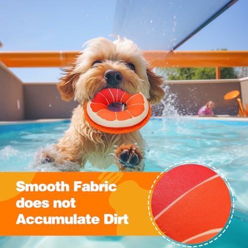 Floating Dog Squeaky Water Pool Toys Water Fetch Toys for Small Medium Dogs, Quick-Dry Waterproof, Machine Washable, Lake & Beach Interactive Summer Dog Toy Grapefruit