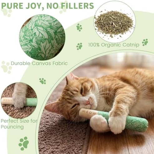 6 Pcs Cat Toys for Bored Indoor Adult Cats & Catnip Toys with 2 Bags, Potent Cat Chew Toy for Teeth Cleaning with Silvervine, Interactive Dental Plush Set for Boredom Relief and Pet Gifts