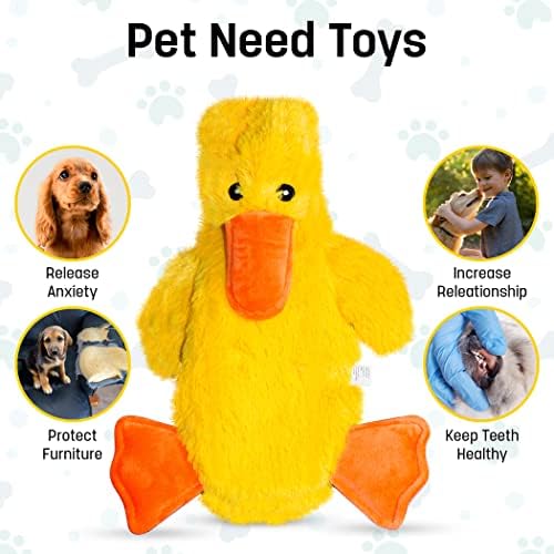FGA MARKETPLACE Duck and Frog Flat NO Stuffing NO Squeak Plush Dog Toy, Funny Style Will Entertain Your Pet for Hours, Recommended for Small and Medium Dog 21 INCH Long