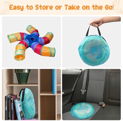 Depets Cat Tunnel for Indoor Cats, Large Collapsible Cat Tube Toys, 5-Way