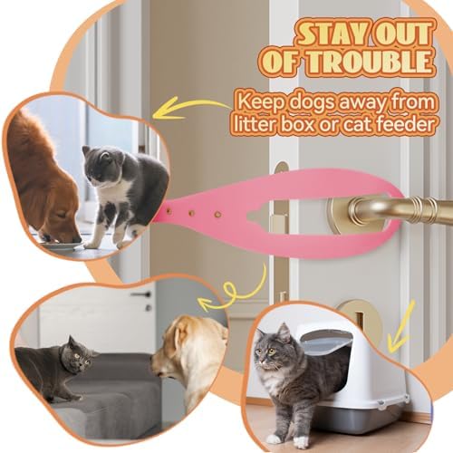 TGIOW Cat Door Latch, Cat Door Stopper Keep Open 2.5-6", 1 Pcs, Pink | Keep Dogs Out of Litter Box and Food, Door Prop for Cats with 5 Adjustable Sizes, Door Plate Included, Pet Gate Alternative