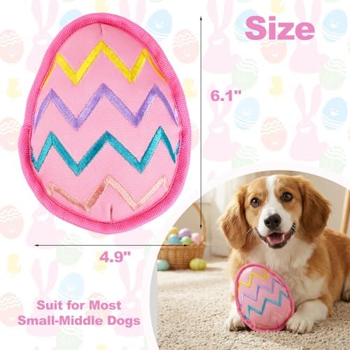 Easter Dog Squeak Toys Easter Egg Interactive Stuffed Puppy Teething Toys Durable Canvas Chew Toys for Small Medium Dogs Tough Dog Gifts for Boredom (Egg)