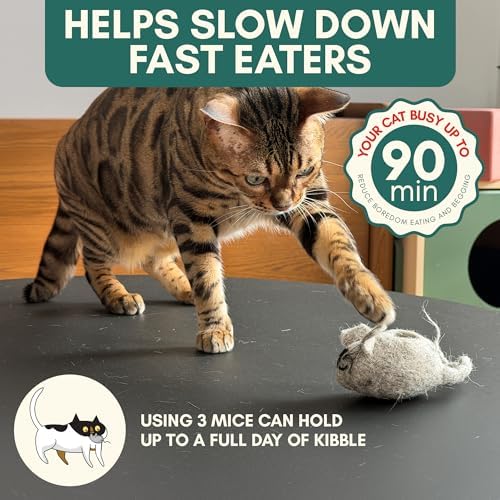 Hunties™ Cat Treat Puzzle Dispenser Toy with 3 Wool Mice
