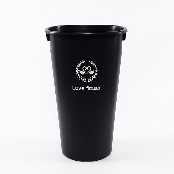 Teyyvn 4-Pack 15.75 Inch Plastic Floral Bucket, Flower Buckets, Black | Durable plastic flower pail, deep design for fresh cut flower hydration