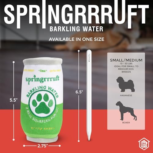 Springrrruft Barkling Water – Luxurious Parody Plush Dog Toy with Squeaker, Premium Fabric, Embroidered Details, Designer-Inspired Chew Toy, Fun Gift for Medium Dogs & Dog Lovers