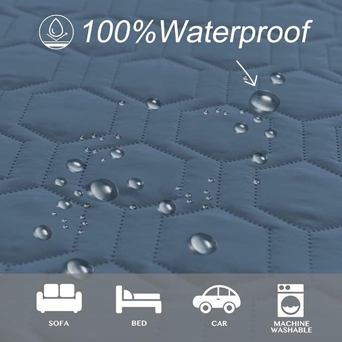 Tcksstex Waterproof and Non-Slip Dog Bed Cover and Pet Blanket Sofa Pet Bed Mat ，car Incontinence Mattress Protectors Furniture Couch Cover for Most Cats Dogs,Pets（82x102- Navy Blue）