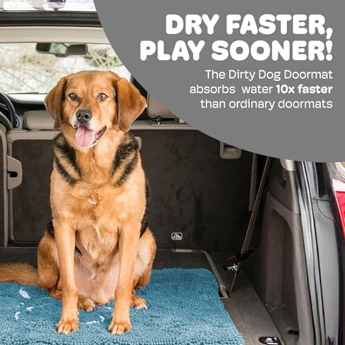 Dog Gone Smart Dirty Dog Doormat Runner - Pacific Blue, 60 x 30 Inches | Fast Drying Rug with Super Gripper Backing for Clean Floors - Absorbent Microfiber and Machine Washable Mat for Muddy Paws