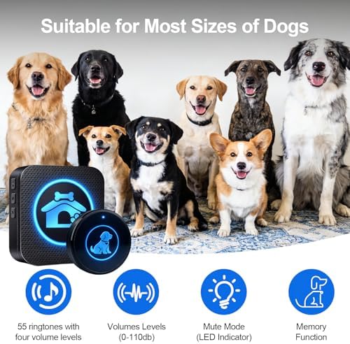 Dog Door Bell (2026 Self-Illuminating Enhanced Touch) for Potty Training, Wireless Dog Doorbells to Go Outside, 1000 Feet Long Range, IP65 Waterproof, 60 Melodies & Adjustable Volume (1 Button)