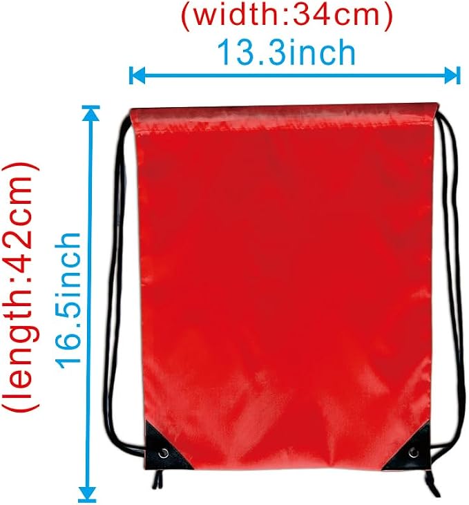 Drawstring Backpack Bulk 50 Packs Draw String Bags for Gym Sports Trip Pedestrianism Cinch Sack DIY for Women Men (red)