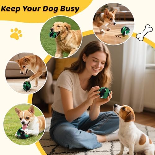 IFOYO Frozen Treat Dog Toy Ball for Small to Medium Dogs Silicone Enrichment Dog Toys to Keep Them Busy Reduce Anxiety Puzzle Treat Dispensing Dog Toy for Slow Food Training (Camouflage Green)