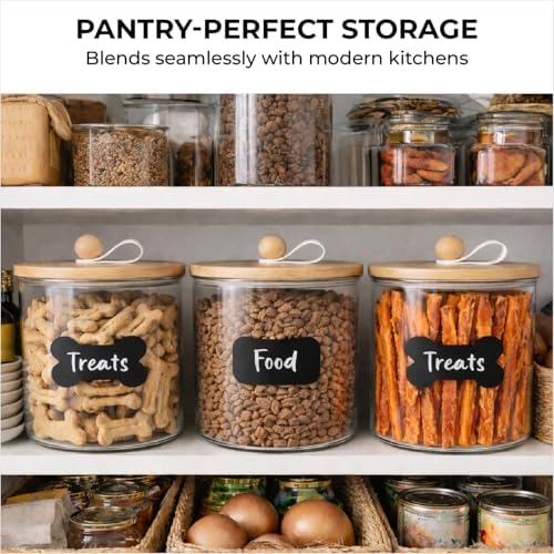 Dog Treat Container Airtight & Dog Treat Jar With Lid: Pet Food Storage