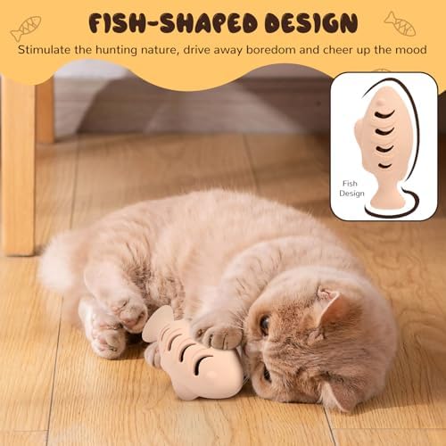 Fish Shape Cat Toys, 3 Pcs Food-Grade Silicone Kicker for Indoor Cats, Could Be Filled with Catnip or Cat Food, Interactive Toys for Kittens and Adult Cats