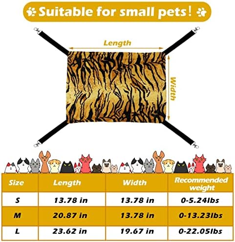 Jetec 2 Pack Cat Hammock for Cage, Zebra, Tiger Stripes, L | Catio Accessories, Reversible Soft Cats Bed, Adjustable Straps and Hooks, Double-sided Linen, Fleece Hanging Hammock for Cats