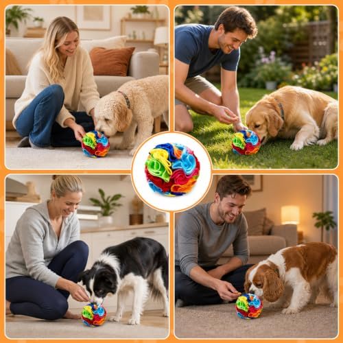 1PCS Snuffle Ball for Dogs, Interactive Slow Feeder Toy with Storage Bag, Keep Pets Occupied, Anxiety Relief for Bored Dogs, 8 Colorful Snuffle Ball with 3.94 Inch Diameter