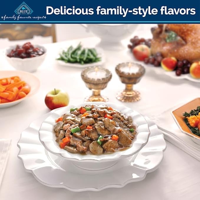 Blue Buffalo Family Favorites Turkey Adult Wet Dog Food, 12.5 oz, 12 ct | Turkey Day Feast Recipe, Real Turkey First, in Gravy, Feed as Treat, Topper, or Meal
