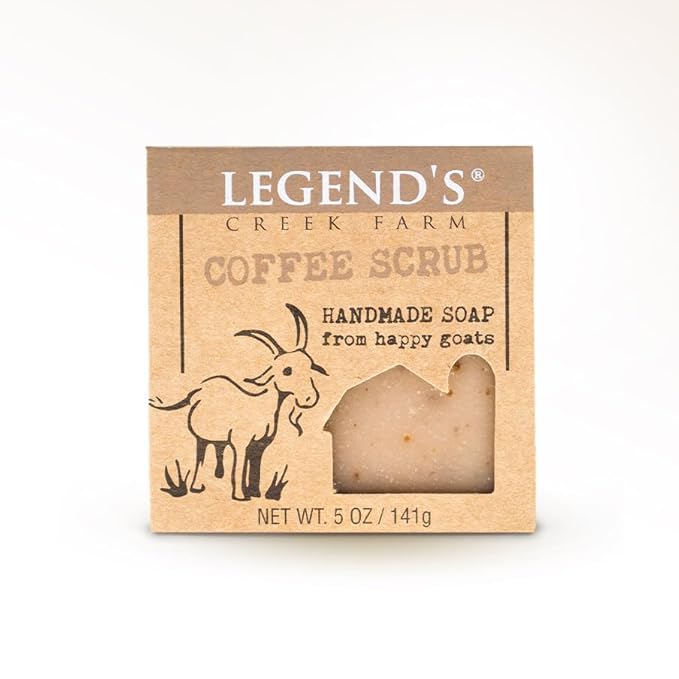 Legend's Creek Farm Goat Milk Soap - Cleansing Moisturizing Soap Bar for Hands and Body - 5 Oz Creamy Lather, Nourishing, Gentle Natural Soap for Sensitive Skin (Coffee Scrub, Pack of 1)