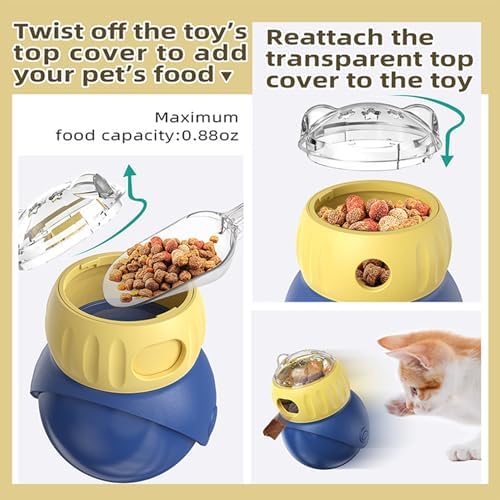 Pet Interactive Toys, Adjustable Treat Puzzle Food Dispenser Weight Loss Tumbler Slow Feeder Sliding Rolling Ball Enrichment Toy for Cats & Small Dogs