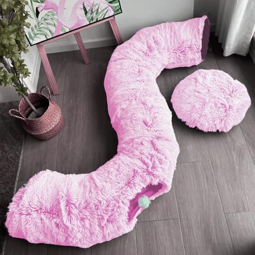 Cat Bed Tunnel Tube Toy Pink Plush