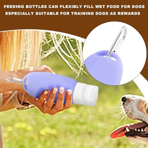 Refillable Silicone Travel Bottle for Dog 3oz (90ml) | Small Refillable Squeeze Bottles with Carabiner | Food-Safe Material