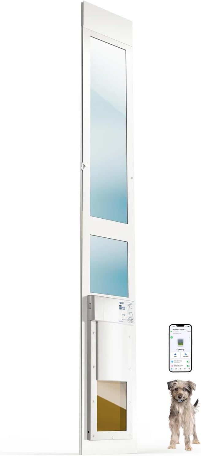 Power Pet Smart Automatic Electronic Pet Door by High Tech Pet (Patio Tall - 92½-96, Medium, Non-WiFi)