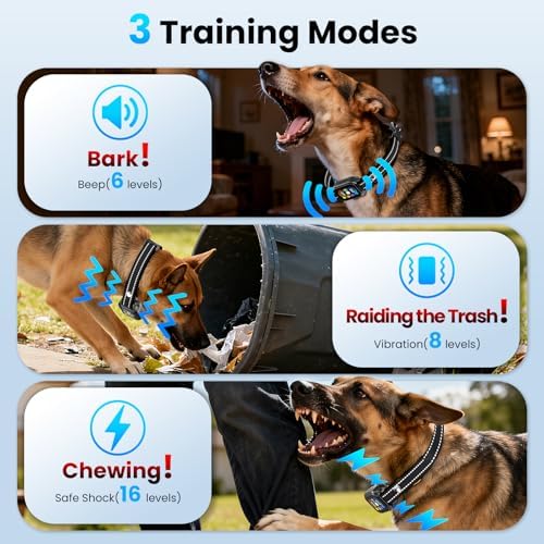 2‑in‑1 Dog Bark and Shock Collar, 4500FT Remote Range, Beep/Vibration/Shock 3 Modes, 8 Sensitivity, IP67 Waterproof, Portable Training Collar for Medium and Large Dogs (5-120lbs)
