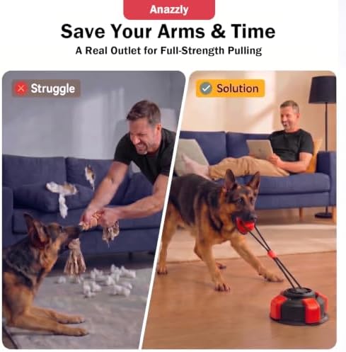 Interactive Dog Tug Toy, stim Teeth chew Toy for Dogs Solo Play-red
