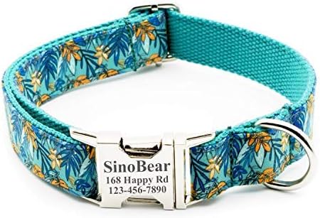 Comfortable Durable Engraved Dog Collar Customizable Name Material (Leaves)