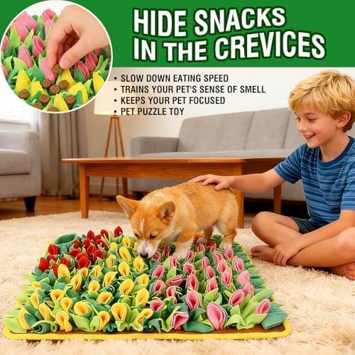 Snuffle Mat for Dogs, Sniff Mat for Cats Puppies Rabbits, 23.62''×15.75''