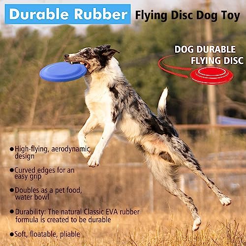 XIGOU Dog Flying Disc (2 Pack) - Durable Rubber Flying Disc Dog Toy - 9.25" Indestructible Rubber Dog Fetch Toy - Puncture Resistant & Bite Resistant Extremely - for Medium Large Dogs